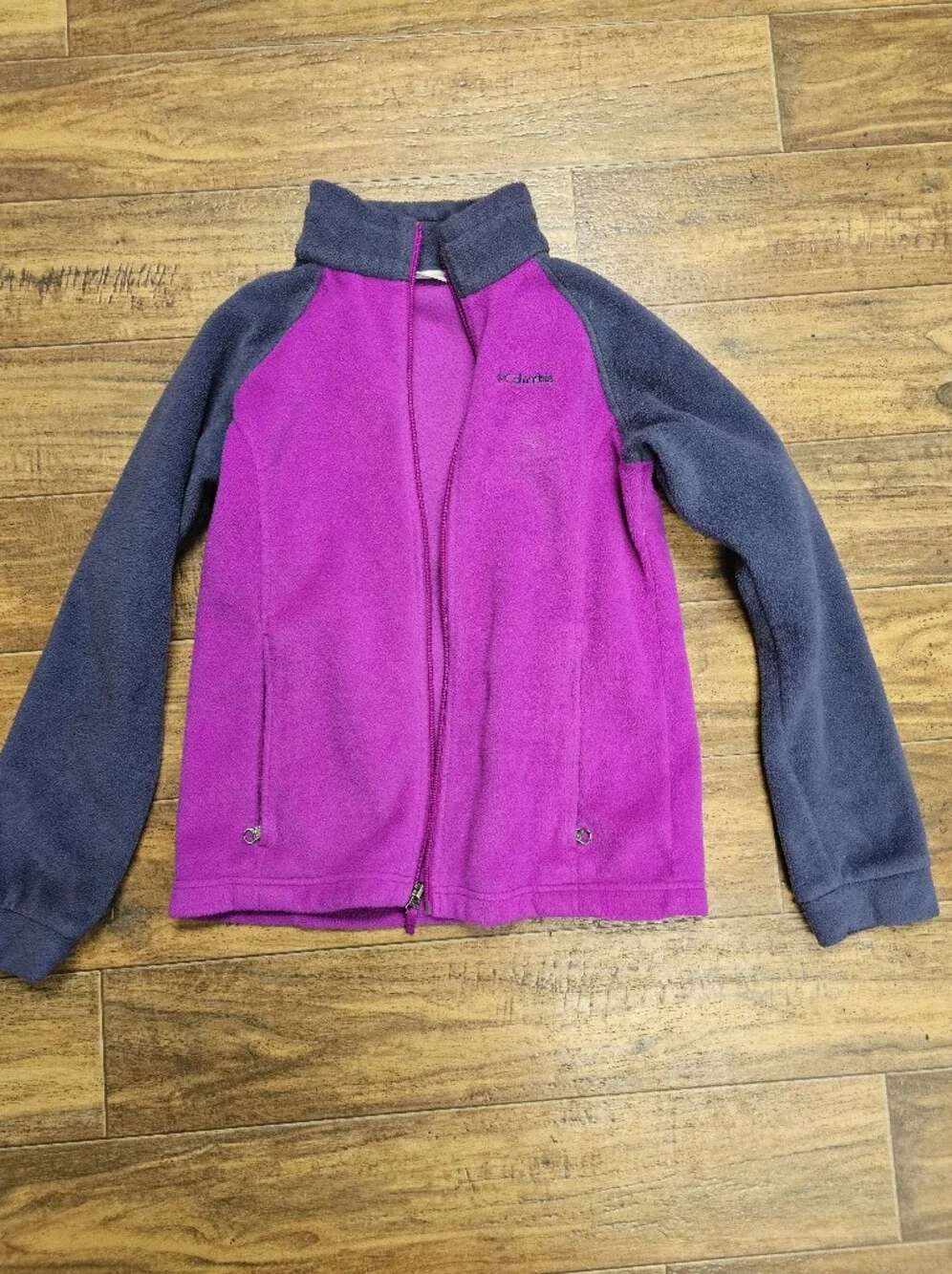 Columbia Girls Purple Grey Fleece Jacket Large